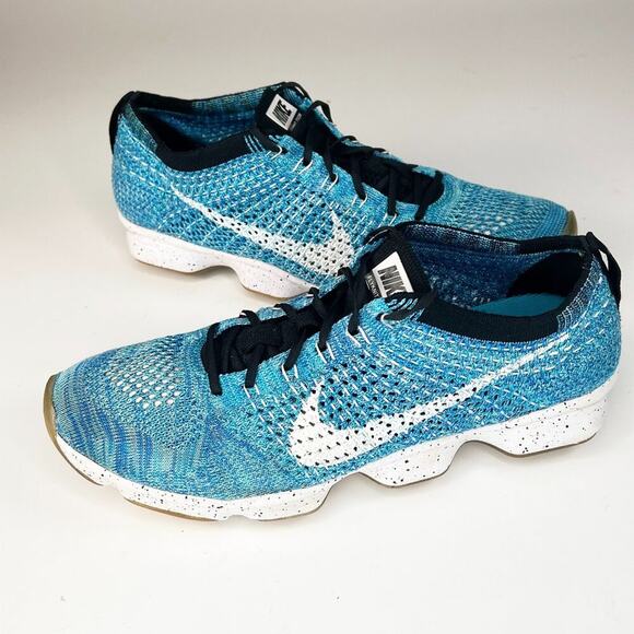 Nike Flyknit Zoom Agility Running Sneakers Shoes Blue Turquoise Women 9 - Picture 1 of 14